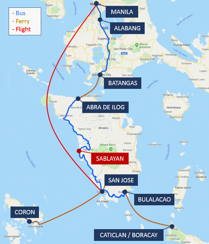 Sablayan how to get there map