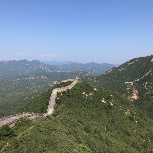 Old Badaling Great Wall spreading over hills to the horizont