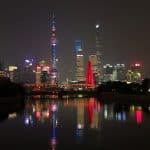 Shanghai Pudong Skyline River Night